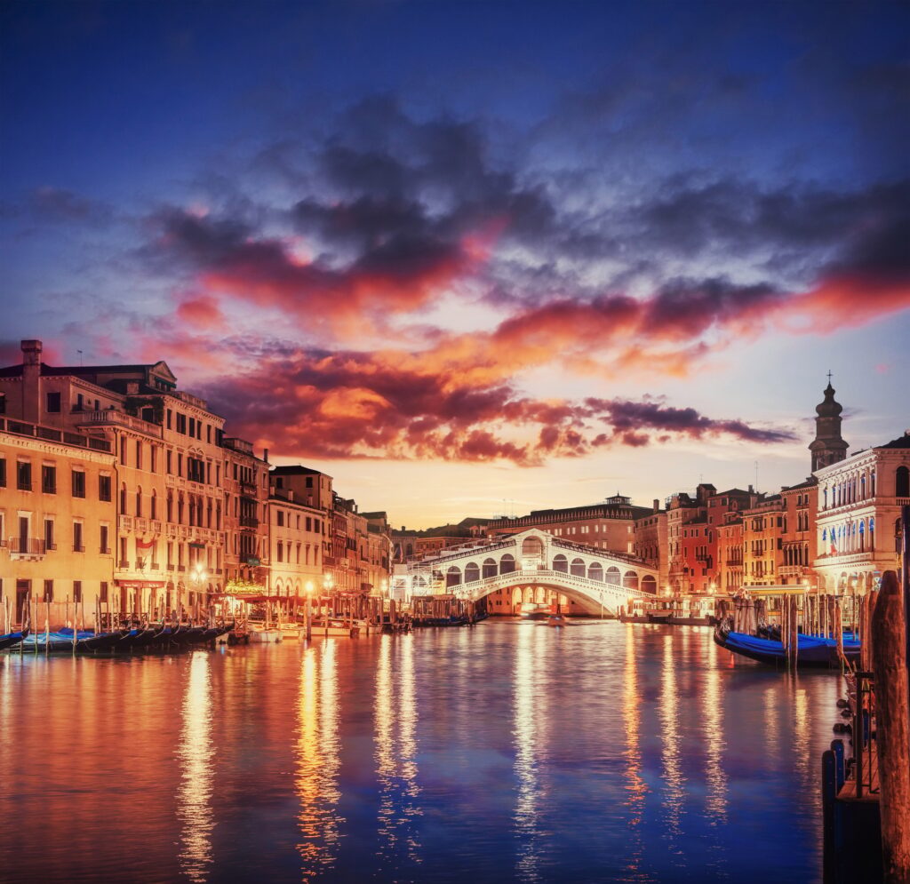 City landscape. Rialto Bridge in Venice